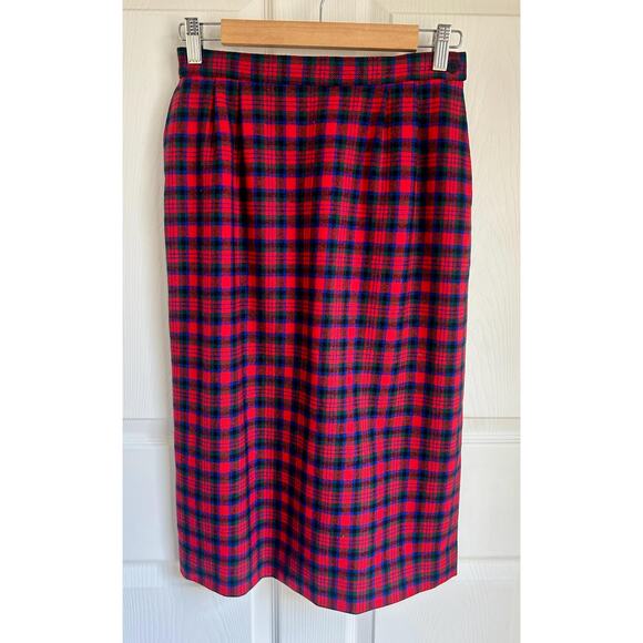 Vintage Pendleton Red and Blue Authentic Macduff Tartan Pencil Skirt Size Small - Picture 1 of 6